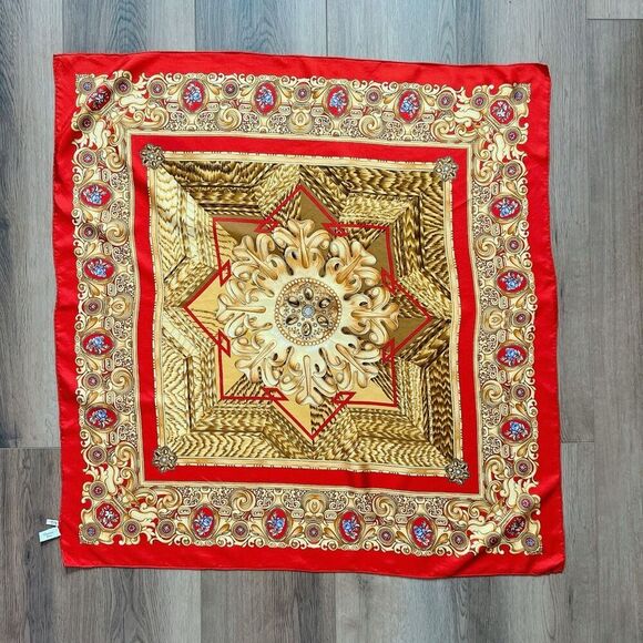 Christian Dior Silk Jewelry Print Scarf gold, red - Picture 1 of 5